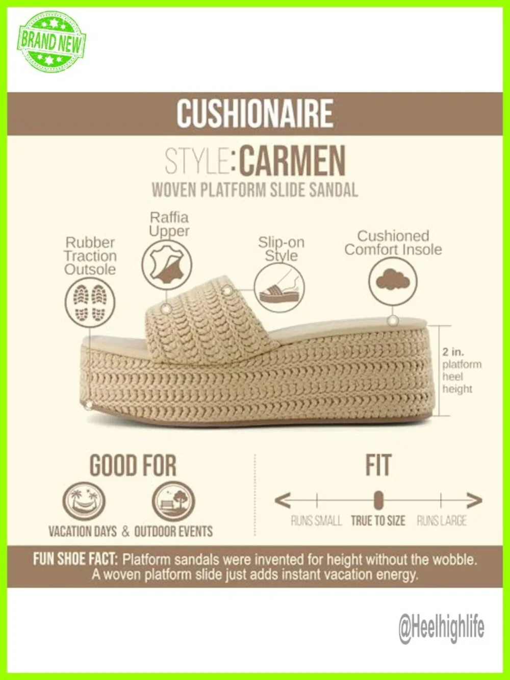 CUSHIONAIRE Carmen Women's Platform Sandals - Knit Raffia Espadrille Slip Ons